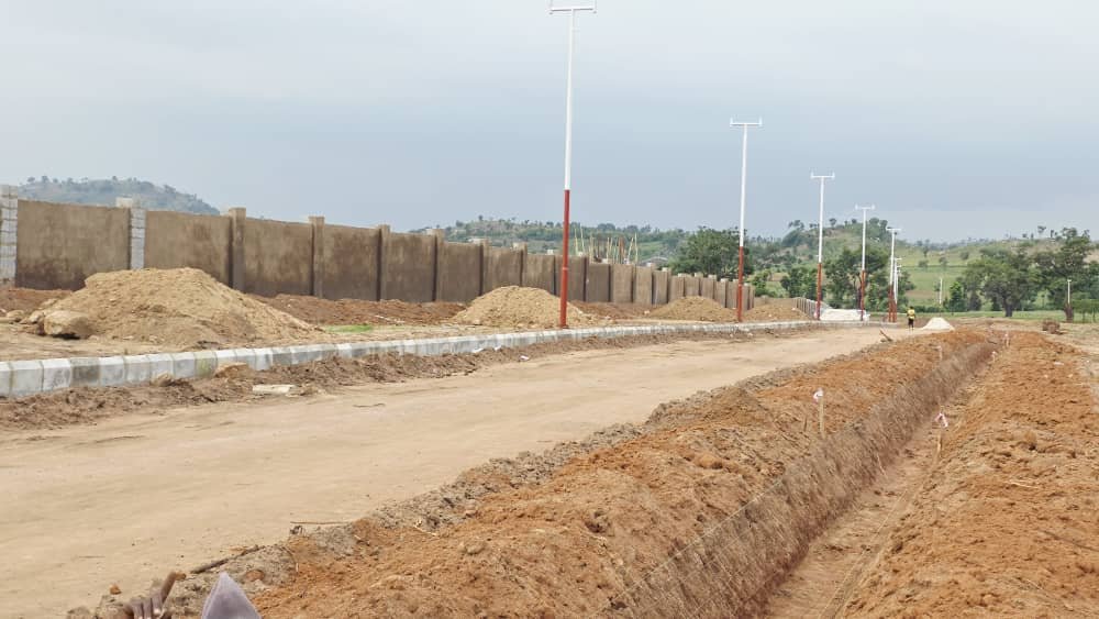 Graded road, kerbs and solar street lights at Solar City, Apo Abuja