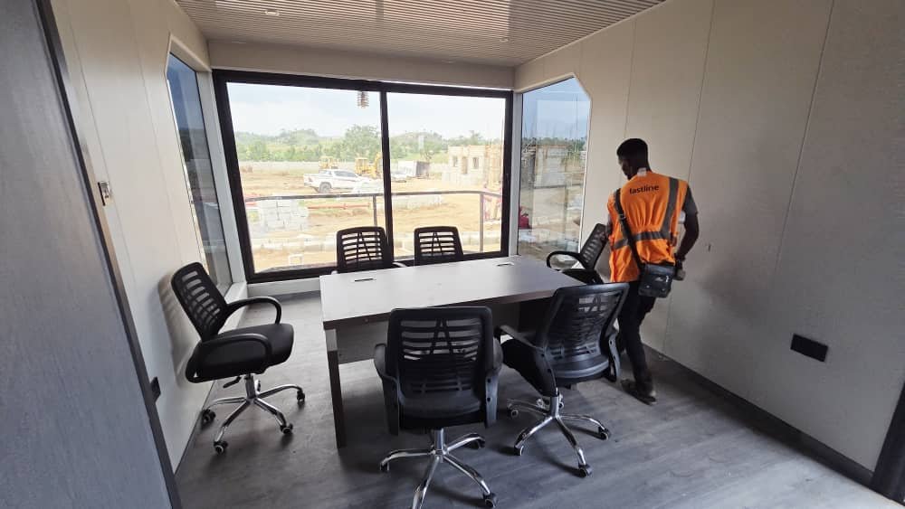 Inside the Solar City sales office, meeting room overlooking the estate